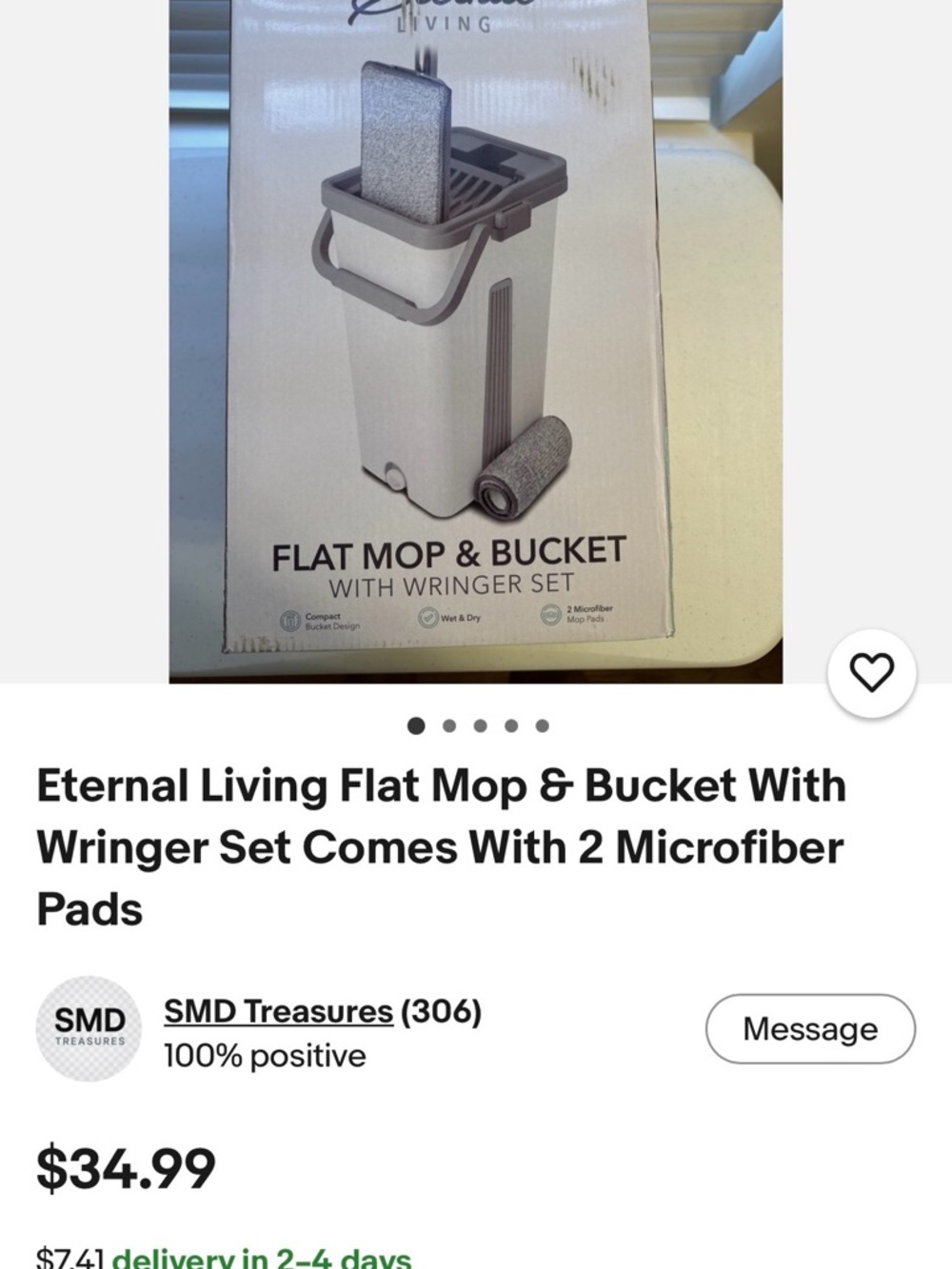 Flat Mop & Bucket Cleaning Set with Microfiber Pads - Gray